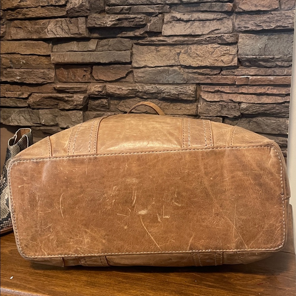 Frye Melissa Shopper Tote Distressed leather Bag -Beige- $358 - Picture 8 of 16
